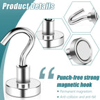 MAGXCENE 32 Pack Magnetic Hooks Heavy Duty, 25 lbs Strong Magnet Hooks for Cruise Refrigerator, Neodymium Magnets with Hooks for Grill Hanging Kitchen Tool Storage