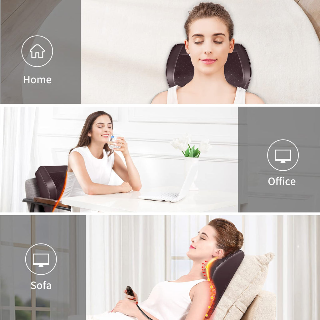 Boriwat Back Massager Neck Massager with Heat, Shiatsu Massage Pillow for Pain Relief, Massagers for Neck and Back, Shoulder, Leg, Gifts for Men Women Mom Dad, Stress Relax at Home Office and Car
