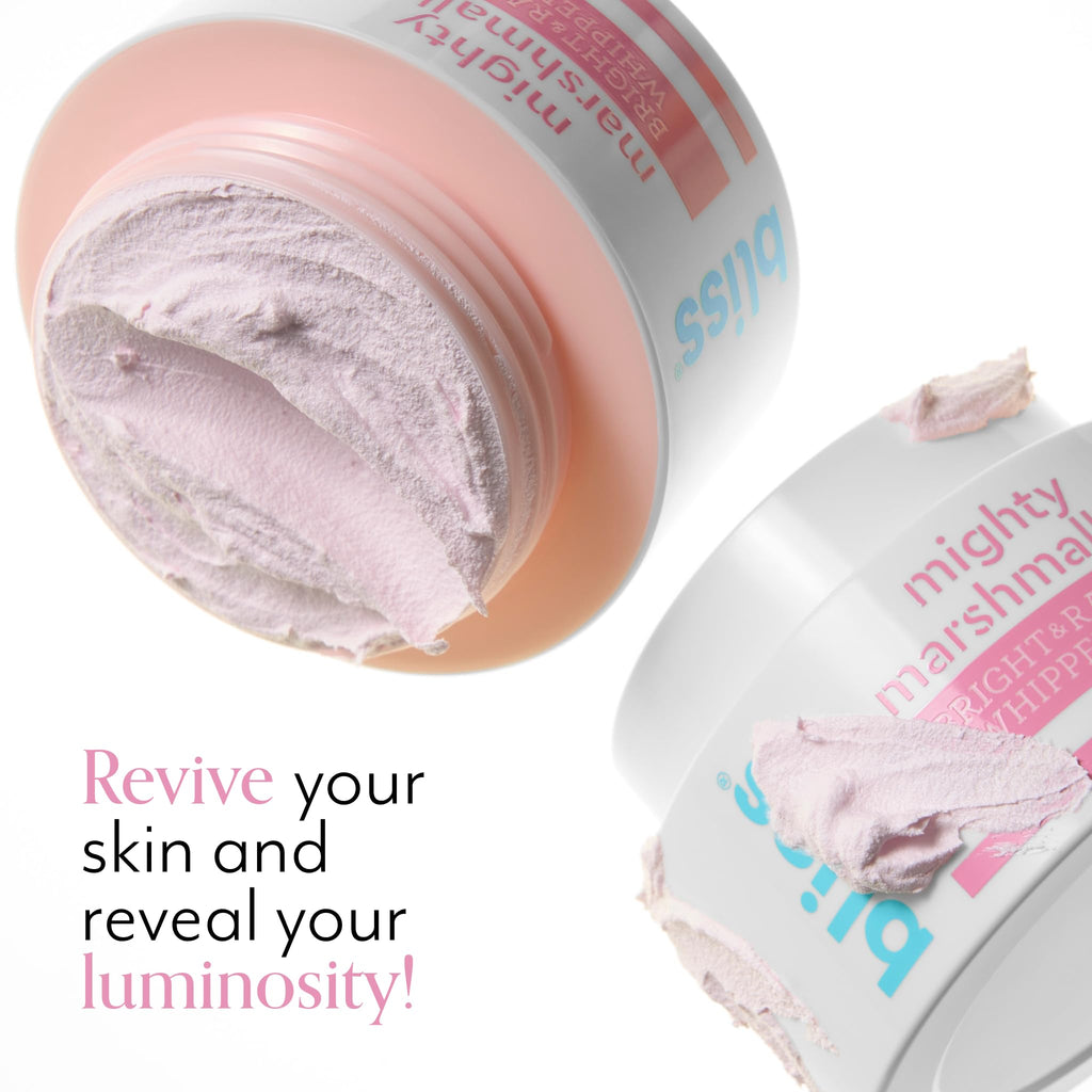 Bliss Mighty Marshmallow + Vitamin C Whipped Mask - Brighten & Hydrate Skin with Marshmallow Root, Vitamin C Powerhouse Blend, Zinc PCA and Olive Leaf Extract - 1.7 Oz