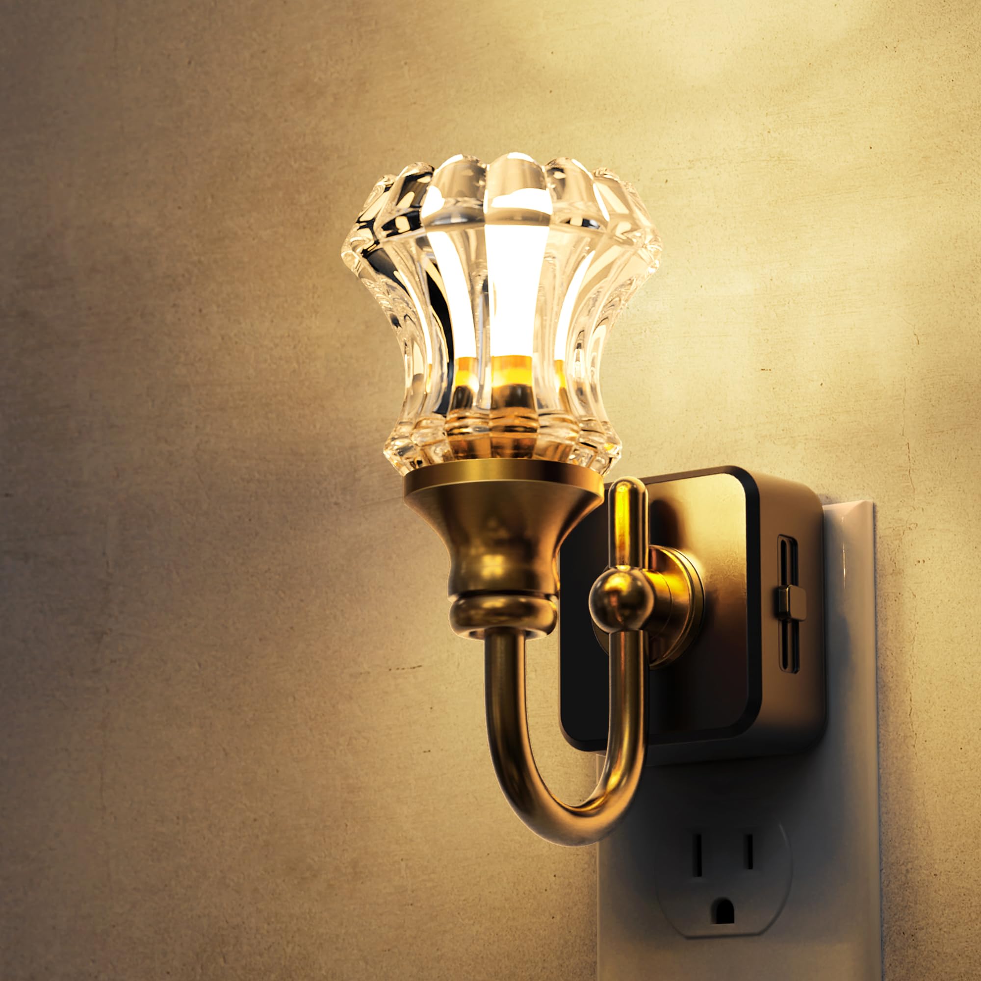 L LOHAS LED Night Lights Plug into Wall, 3000K Soft White LED, Floral Night Lights with Dusk to Dawn Sensor, 0-100lm Adjustable Brightness, for Hallway Bedroom Stairway