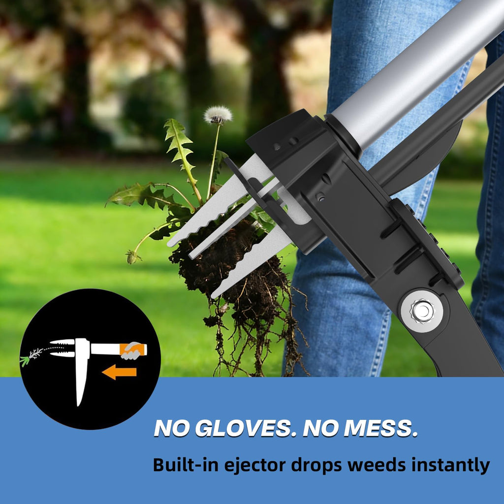 KXGBARN Stand Up Weed Puller Tool, Long Handle Garden Weeder with 4 Stainless Steel Claws, 39.3" Heavy Duty Weed Remover Tool for Lawn & Yard, Pull Weeds by Root Without Bending