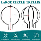 HEYTIMI 2 PCS Metal Garden Round Trellis for Climbing Plants, Large Black Powder Coated Obelisk for Roses, Vines, Flowers, Patio Doorway Garden Decor Indoor Outdoor, Easy Assembly (25.2" x 21.3")