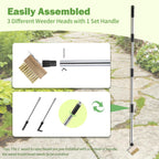 PIMEKOY Crack Weeder Tool Set, 3 Different Weed Remover Tool Head for Paver