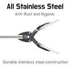 FTH All Stainless Steel Grabber Reacher Pickup Tool Heavy Duty Trash Picker Log BBQ Fireplace pits Snake Tongs
