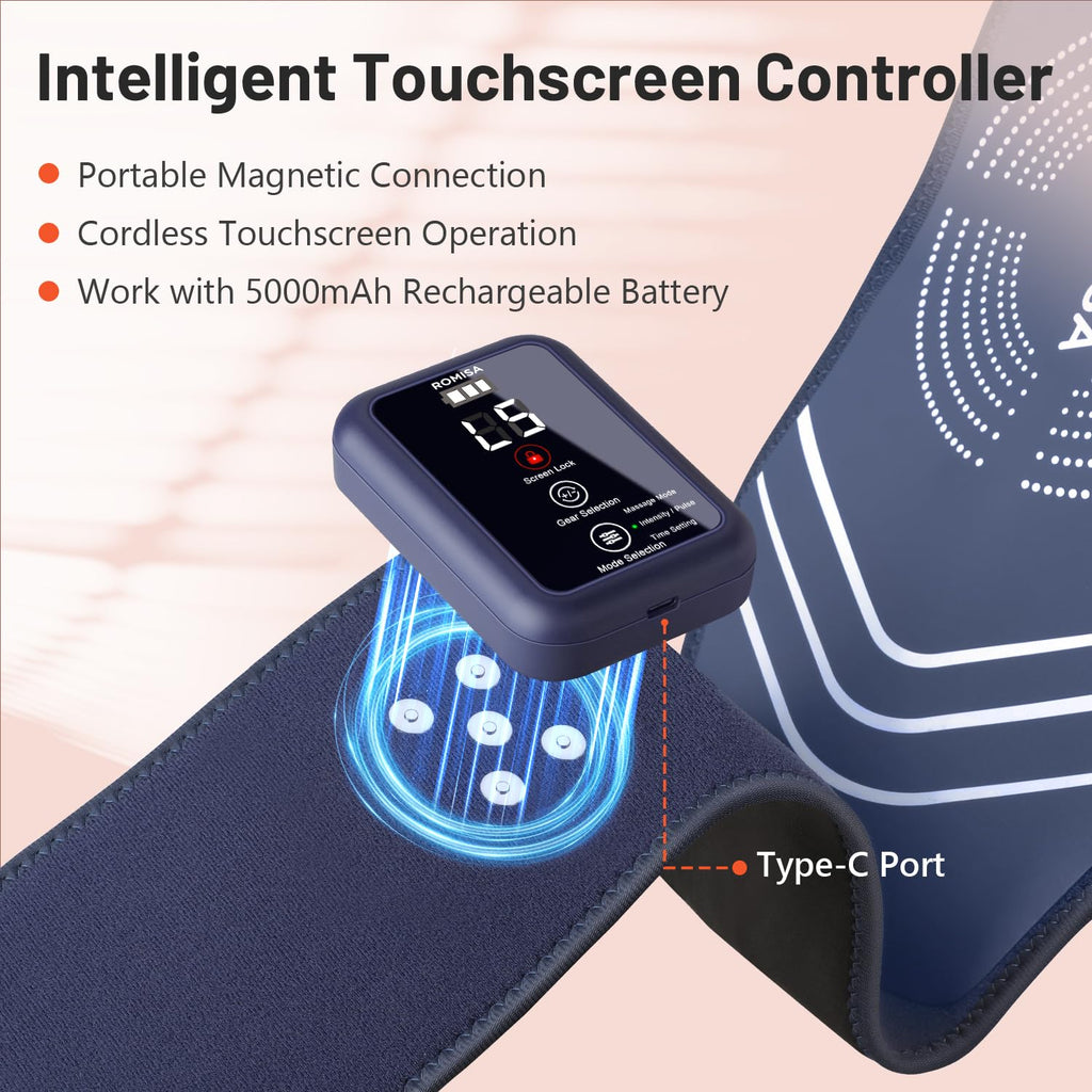 ROMISA Red Light Therapy Belt - Infrared Light Therapy Vibration Red Light Therapy Device for Body Massage for Back Shoulder Waist Muscle Pain Relief for Gift Women Men Gift
