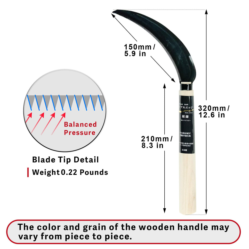 HOUNEN Japanese Harvest Sickle, 5.9-Inch Serrated SK-5 Steel Rice Knife