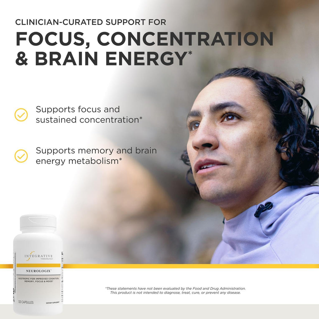 Integrative Therapeutics Neurologix - with Saffron and CDP-Choline - Nootropic Supplement for Brain Health*- Focus* - Memory Support* - Vegan, Gluten-Free & Dairy-Free - 120 Capsules (60 Servings)