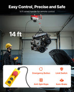 VEVOR Electric Hoist 1760lbs with 14ft Wired Remote Control, Electric Hoist 110 Volt with 40ft Single Cable Lifting Height Motor, for Garage Warehouse Factory