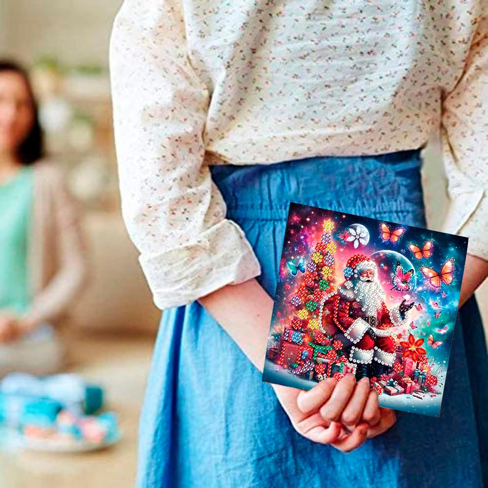 ACSAUMMY Diamond Art Painting Christmas Cards, 12 Pack DIY 5D Diamond Greeting Cards Kits for Adults Diamond Xmas Greeting Cards with Envelopes Gem Christmas Gift for Families, Friends, Partners