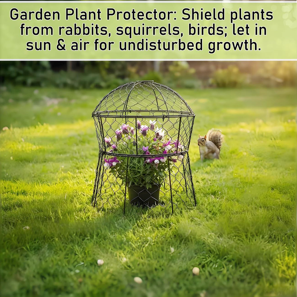 JAWULIJA Garden Cloches for Plants 2 Pack Metal Plant Protectors from Animals Chicken Wire Cloche Updated Plant Cages for Outdoor Plants Vegetables Seedlings 13" D x 14" H