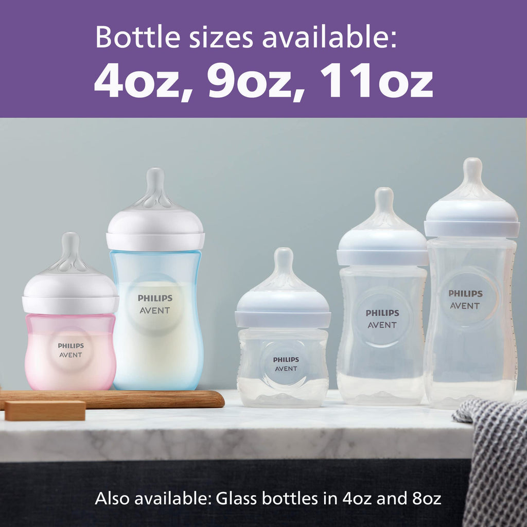 Philips Avent Natural Baby Bottles, Medium Flow, 9 oz, BPA-Free, 4-Pack
