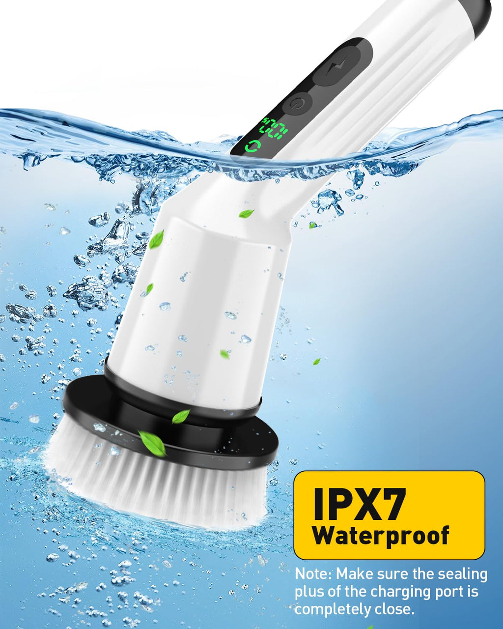Electric Spin Scrubber for Bathroom, Shower Scrubber with Long Handle