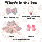 Clothes Compatible with LABUBU Doll - 4PCS Sweet Pastel Set, 17cm Doll Clothes Designer Outfit for Fairy Tales Theme, Cute Stylish Accessories for Labubu, No Doll (Cotton Candy Princess)