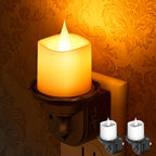 Briignite Candle Night Light, Amber Night Lights Plug into Wall 2 Pack, LED Flicker Candle Night Light with Light Sensor, 0-100LM Dimmable Nightlight for Kids Hallway Bathroom