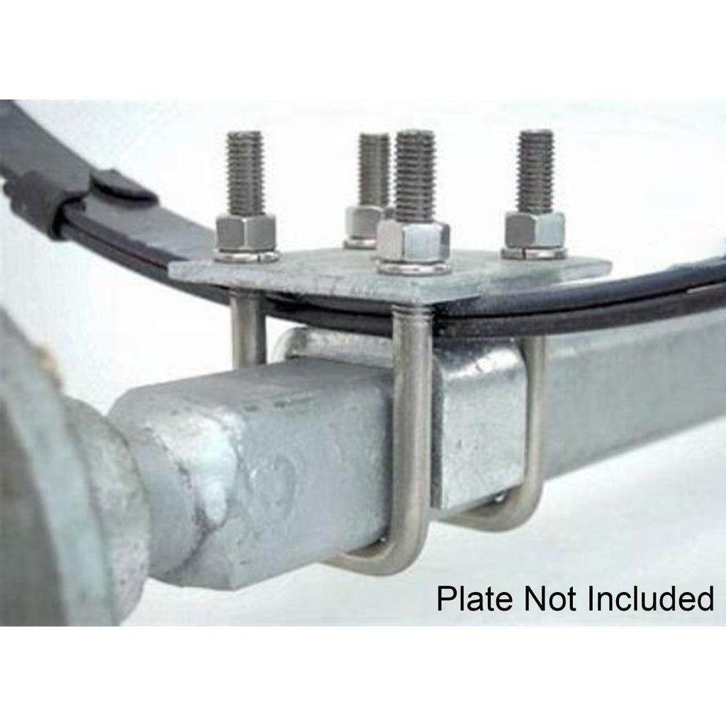 Square U Bolt with Hardware for Boat Trailer, Galvanized Steel, 3/8" Diameter x 1-5/8" x 3-3/8" for 1-1/2" Beam (4 Pack)