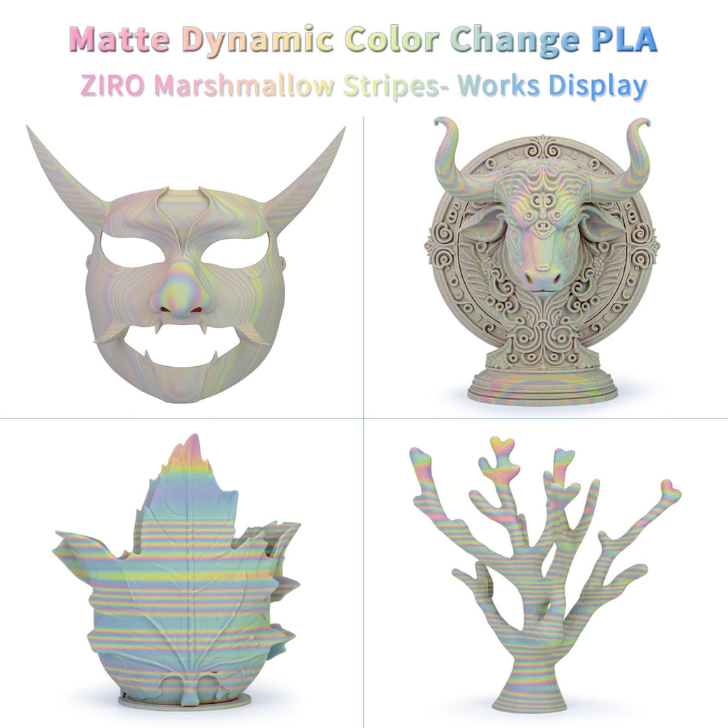 ZIRO Dynamic Color Change PLA, for 3D Printing, 1KG, Marshmallow Stripes
