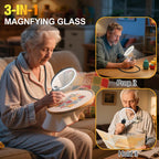 Hands Free Magnifying Glass with Light for Close Work, 5.5 Inch 5X Lighted Magnifying Glass, Neck Wear Magnifier for Reading Books, Sewing, Cross Stitch, Low Vision Seniors with Aging Eyes