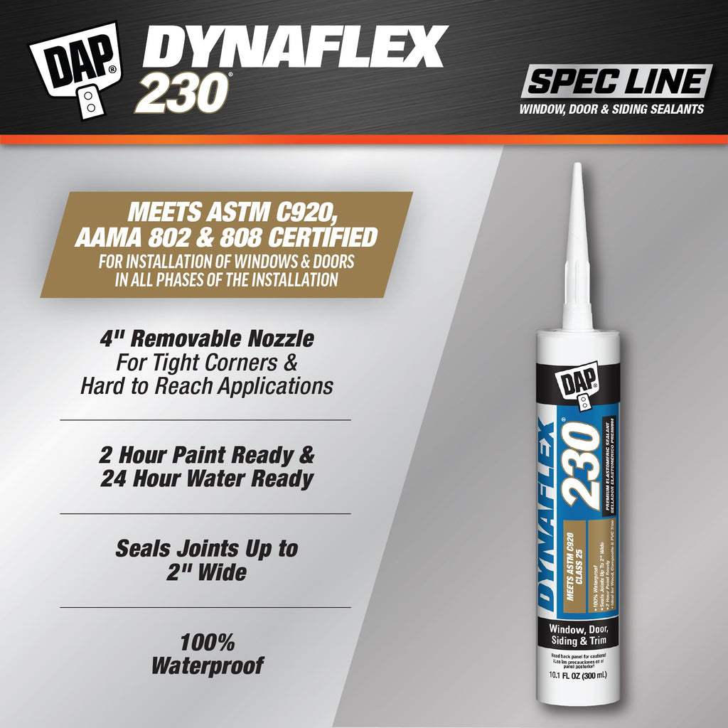 DAP Dynaflex 230 Pro Elastomeric Sealant, White WT099, 10.1 Oz (7079807102)