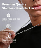 Jewlpire Silver Chain for Men, 4mm Wheat Chain Necklace Stainless Steel Necklaces Chains for Men, Mens Necklaces 20 Inch