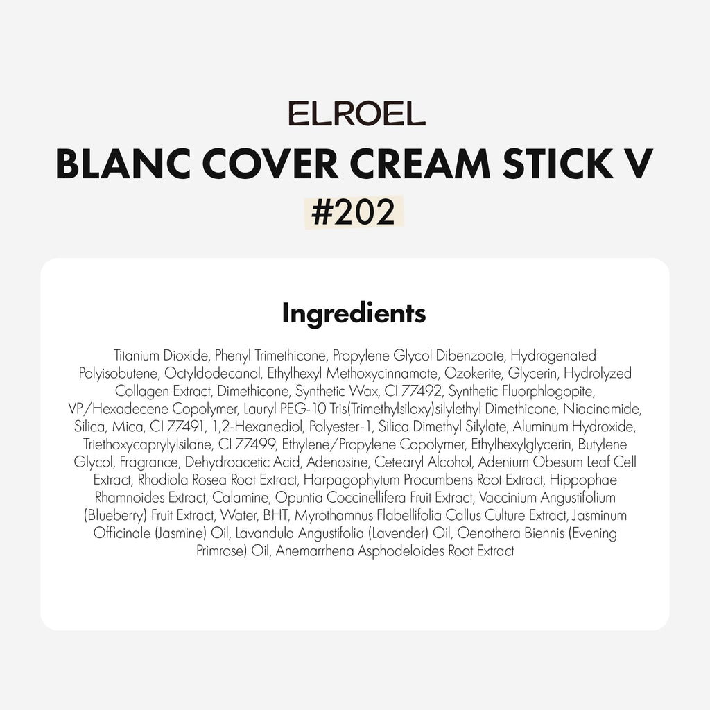 ELROEL Blanc Cover Cream Stick V White - Korean Foundation (#202 Natural)