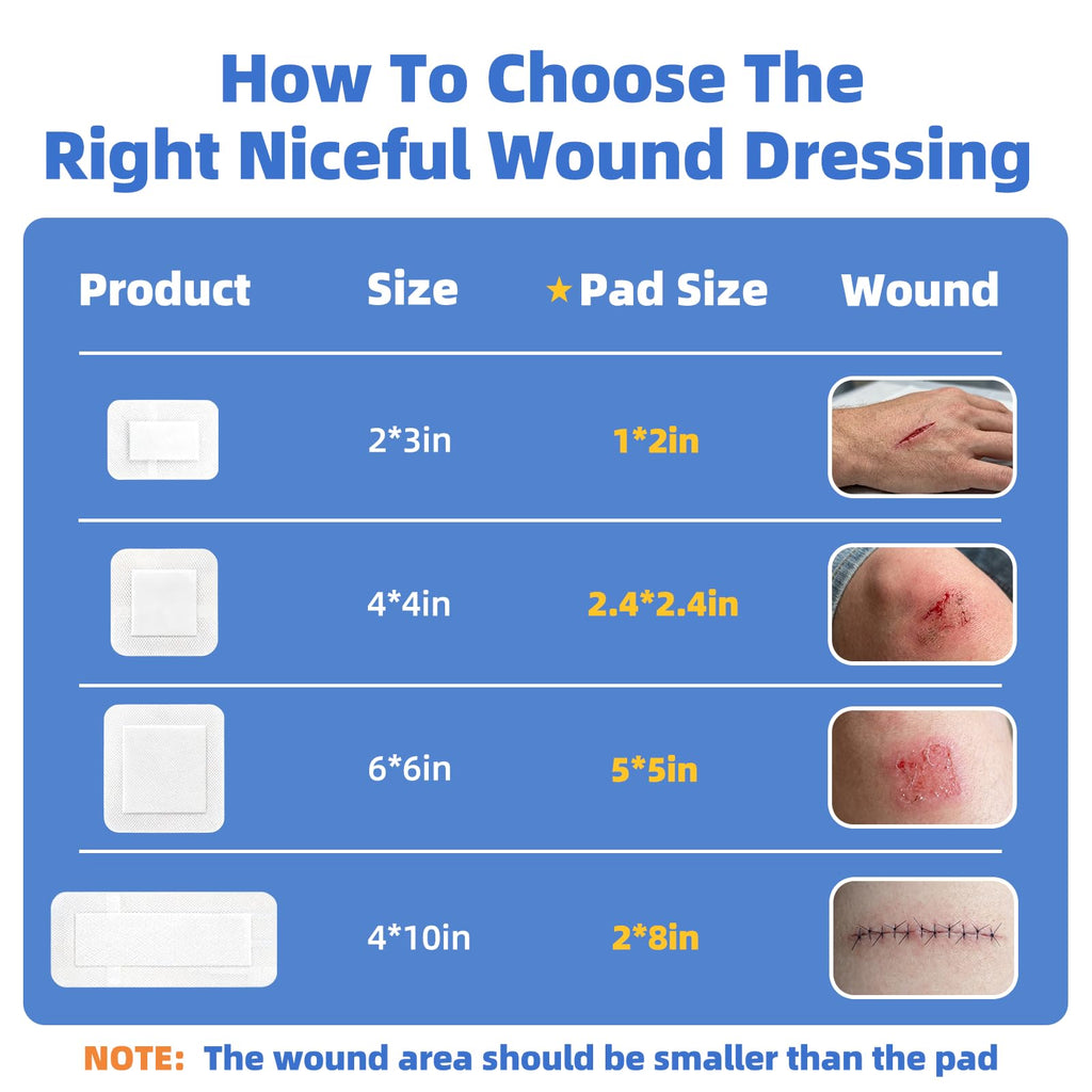 Niceful Adhesive Gauze Bandages 2"x3", 50Pcs
