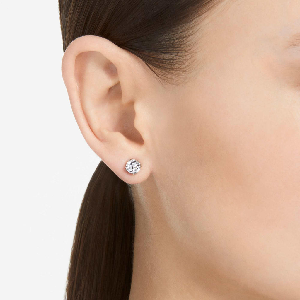 Swarovski Constella Pierced Stud Earrings, White Crystals on a Rhodium Finish Setting, Part of the Constella Collection
