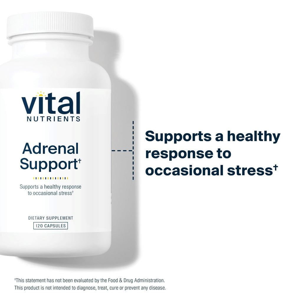 Vital Nutrients Adrenal Support - Adrenal Support Supplements for Gland Function and Cortisol Management - Supports Energy and Stress Levels - Gluten, Dairy, Soy Free - 120 Capsules