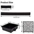 Prestantious Catch Basin Gutter Downspout Extensions, 12"×12" Low Profile Catch Basin Downspout Extender with 2" ID Flexible Pipe, No Deep Dig Needed, Rainwater Diverter, Pipe Stretched Length 8.2ft