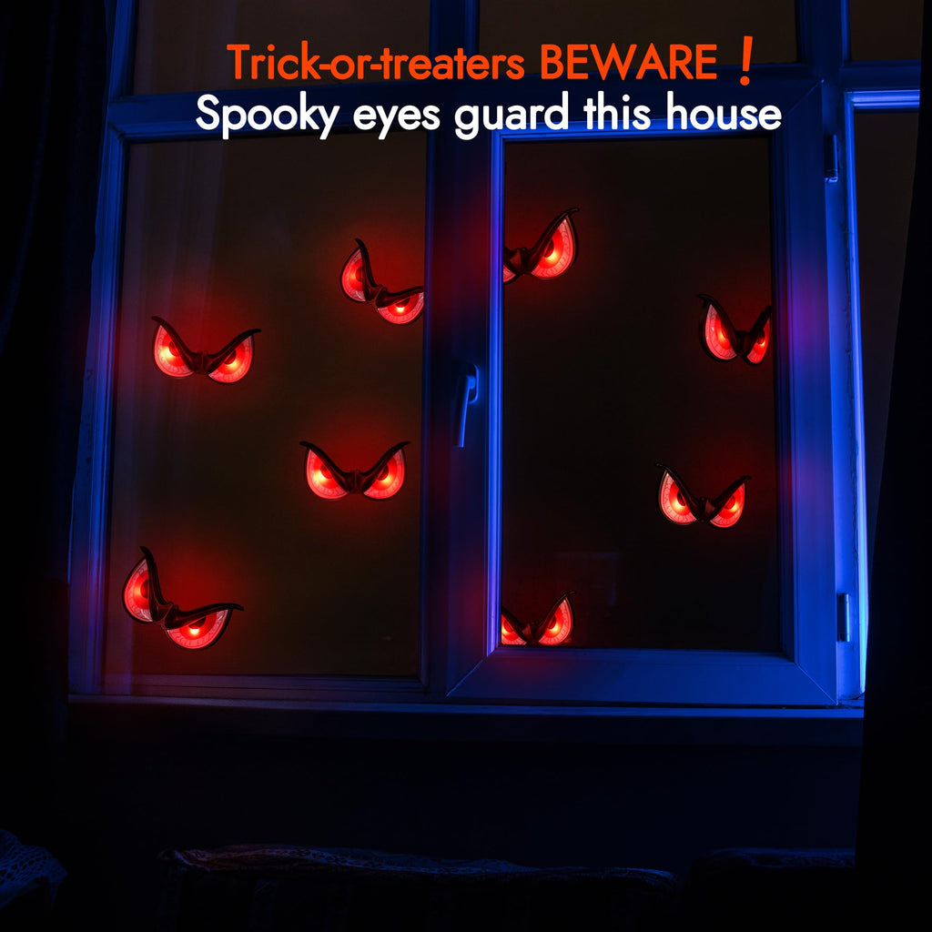 WBao Halloween Decorations Outdoor Flashing Spooky Halloween Eyes Lights, Realistic Glowing Eyes with 3 Light Modes & Timer, Waterproof Battery Operated Eyes for Windows, Trees, Graveyard Decor, 5Pack