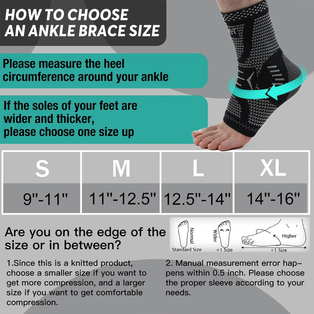 INDEEMAX Ankle Brace Compression Sleeve for Women & Men, Ankle Support Copper Infused Ankle Brace for Sprained Ankle, Plantar Fasciitis Sports, Achilles Tendonitis Pain Relief, Sliver Black, S