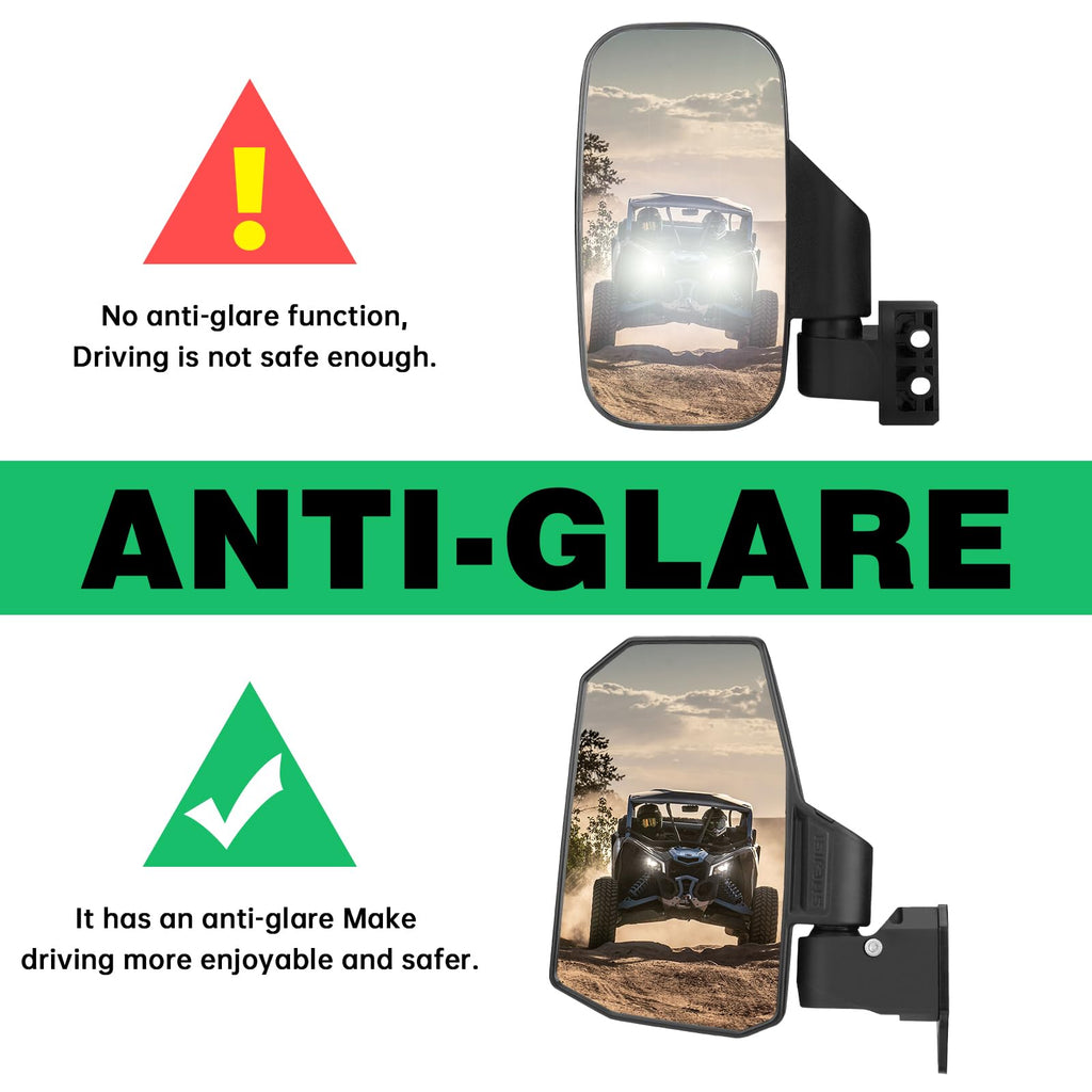 SHEJISI Defender Side Mirrors,The Spring Back Feature Allows Easy Reset After Fold,2024 New UTV Mirrors Compatible with Can Am Defender HD10 HD9 HD8 HD7 HD5,Suitable for No Door,Half Door,Full Door
