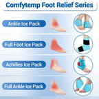 Comfytemp Ankle Foot Ice Pack Wrap for Plantar Fasciitis Relief, Ankles Brace for Sprain, Heel Spur, Swelling, Achilles Tendonitis, Cold Bag for Injuries Reusable, Hot Cold Compress, 1 Pack (Blue)