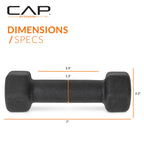 CAP Barbell 4 LB Neoprene Dumbbell Hand Weights - Pair | Black