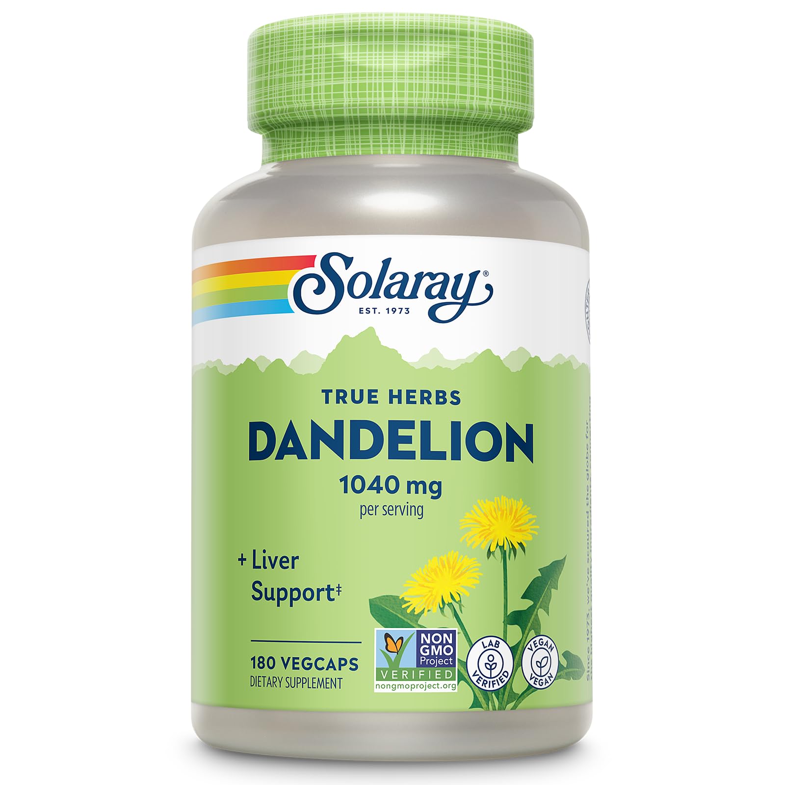 Solaray Dandelion Root 1040 mg - Natural Dandelion Root Supplement for Women and Men, Herbal Caps for Health Support, Non GMO Project Verified - 60 Vegan Capsules