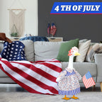 Hoemwarm 2 Set 4th of July Porch Goose Outfits 23" Patriotic Cement American Flag and Star Goose Clothes Costume Independence Day for Outdoor Patio Yard Decoration