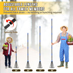 Adjustable Leaf Rake, Heavy Duty Metal Rake for Leaves, Long Handle 30"-60" with Expandable Head 8"-17", Collapsible Small Rakes for Lawns, Gardening, Yard, Camping, Shrub, Grass, Bush, Weed, Debris