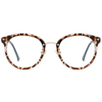SOJOS Retro Round TR90 Blue Light Reading Glasses Womens Mens Readers Computer Glasses Eyewear Frame SJ9001, Bright Leopard Frame 0.00 x
