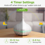 InnoGear Aromatherapy Diffuser & 10 Essential Oils Set, 400ml Diffuser Ultrasonic Diffusers for Home Cool Mist Humidifier with 4 Timers 7 Colors Light Waterless Auto Off, White Grey