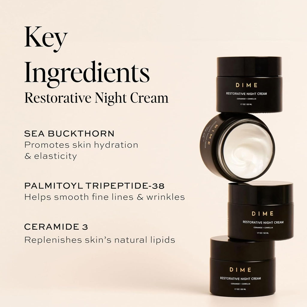 DIME Beauty Moisture Skin Care Set - Dewy Day Cream and Restorative Night Cream Non Toxic Face Moisturizer for Dry or Sensitive Skin Barrier Repair Day and Night Hydrating Facial Creams