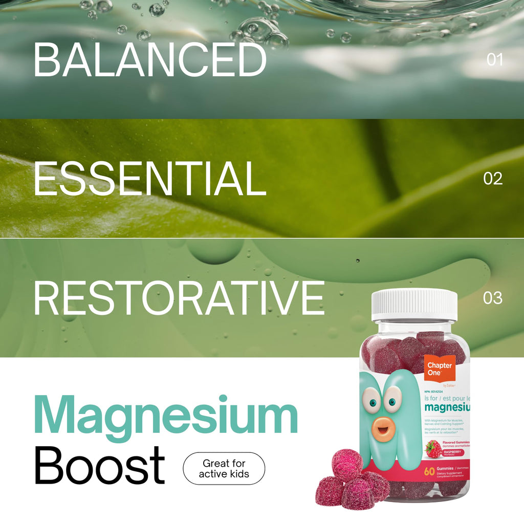 Chapter One Magnesium Gummies, Great Tasting Magnesium for Kids, Calm Kids Magnesium, Magnesium Gummies for Women and Men, Certified Kosher, (60 Flavored Gummies)