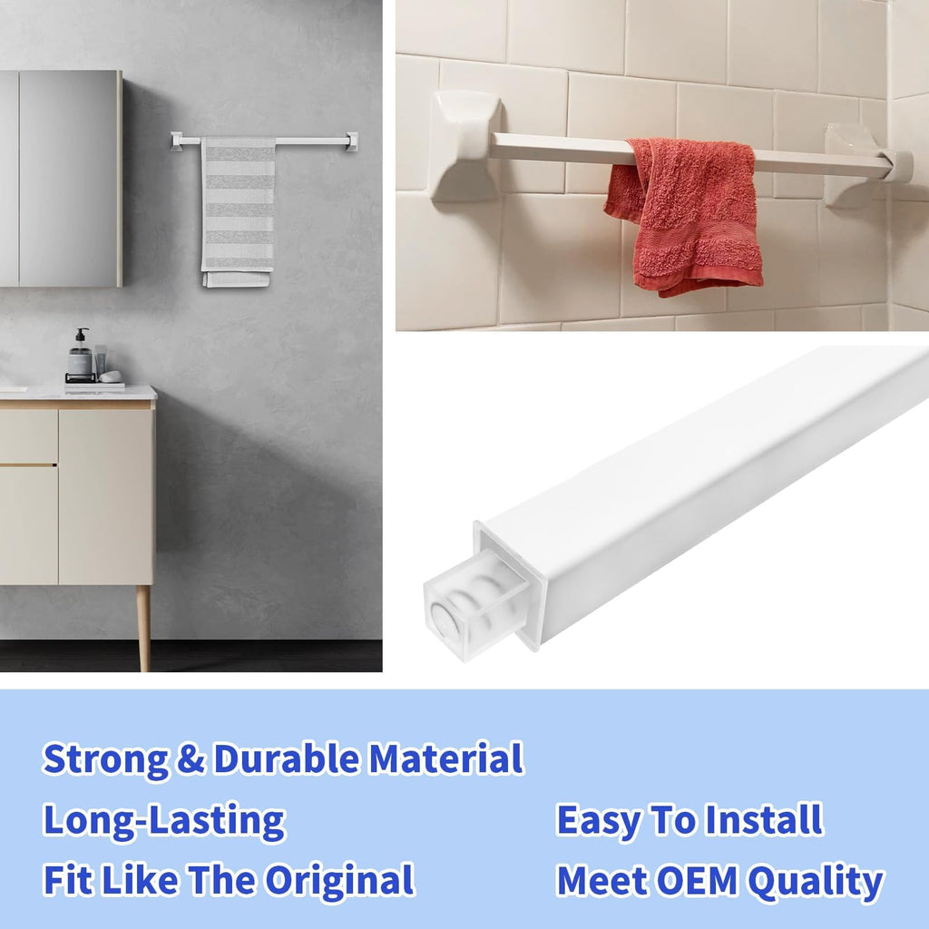 24-Inch Adjustable Towel Bar Replacement Rod Spring End Wall Mount Replacement Towel Bar for Bathroom and Kitchen Towel Storage
