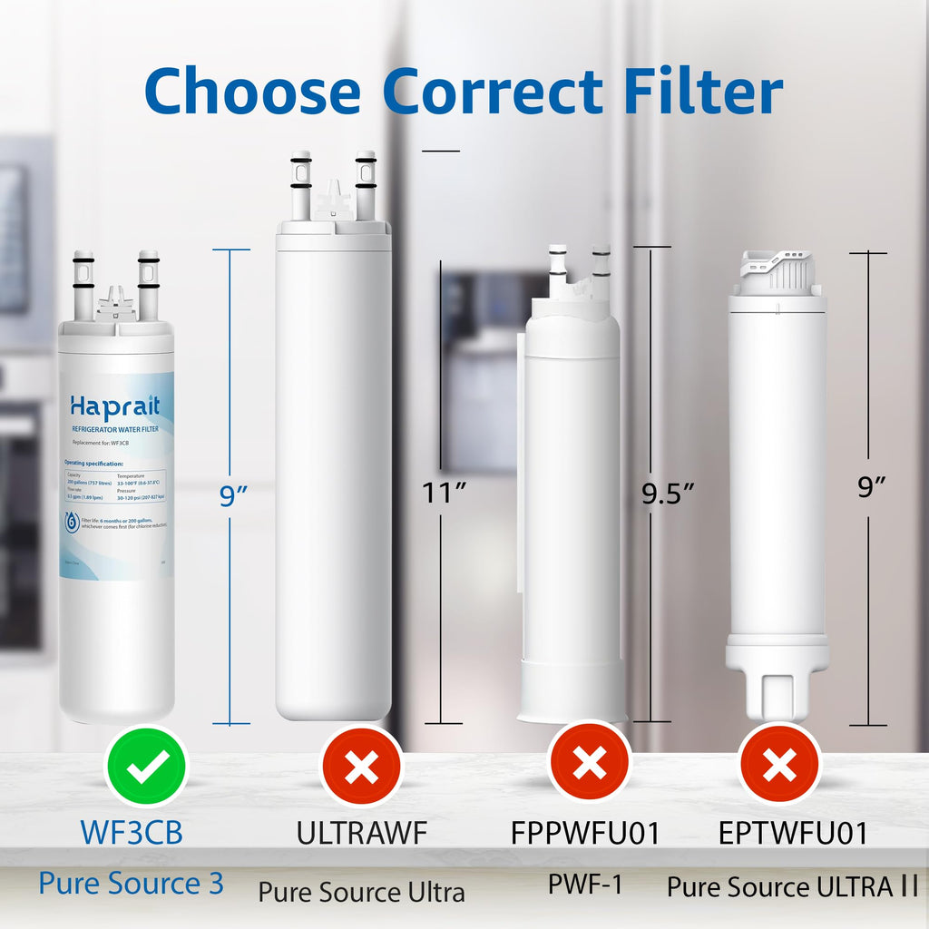 WF3CB Water Filter Replacement, HP006 Compatible with Frigidaire WF3CB, Pure Source 3, WF425, 706465, 242069601, 242086201, 242017800, Height 9 inches, 1 Count