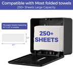 Stardrix Multifold Paper Towel Dispenser Wall Mount (Black) – Large Capacity C-Fold, Trifold, and Folded Commercial Hand Towels Holder for Bathroom & Restroom – Adhesive or Screw Mounted