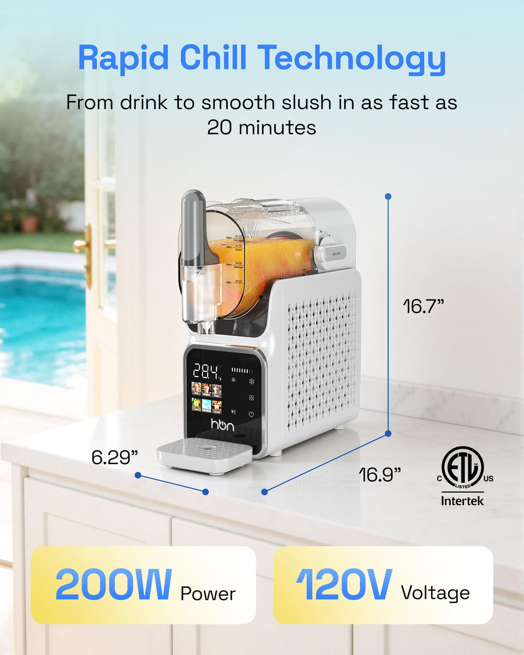 HBN Slushie Machine for Home No Ice Needed, Slushy Machine Frozen Drink Maker 88oz, Self-Cleaning, 6 Presets for Margaritas, Cocktails, Milkshakes and More, Perfect for Family Gathering, Summer Party