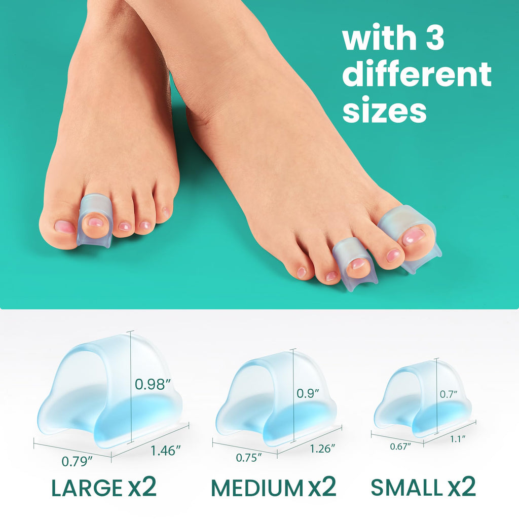 Welnove Hammertoe Corrector - 6 PCS Toe Splints Realign Bent, Curled, Crooked, Claw, Hammer Toes - Toe Straighteners for Men and Women, FSA or HSA eligible - Blue
