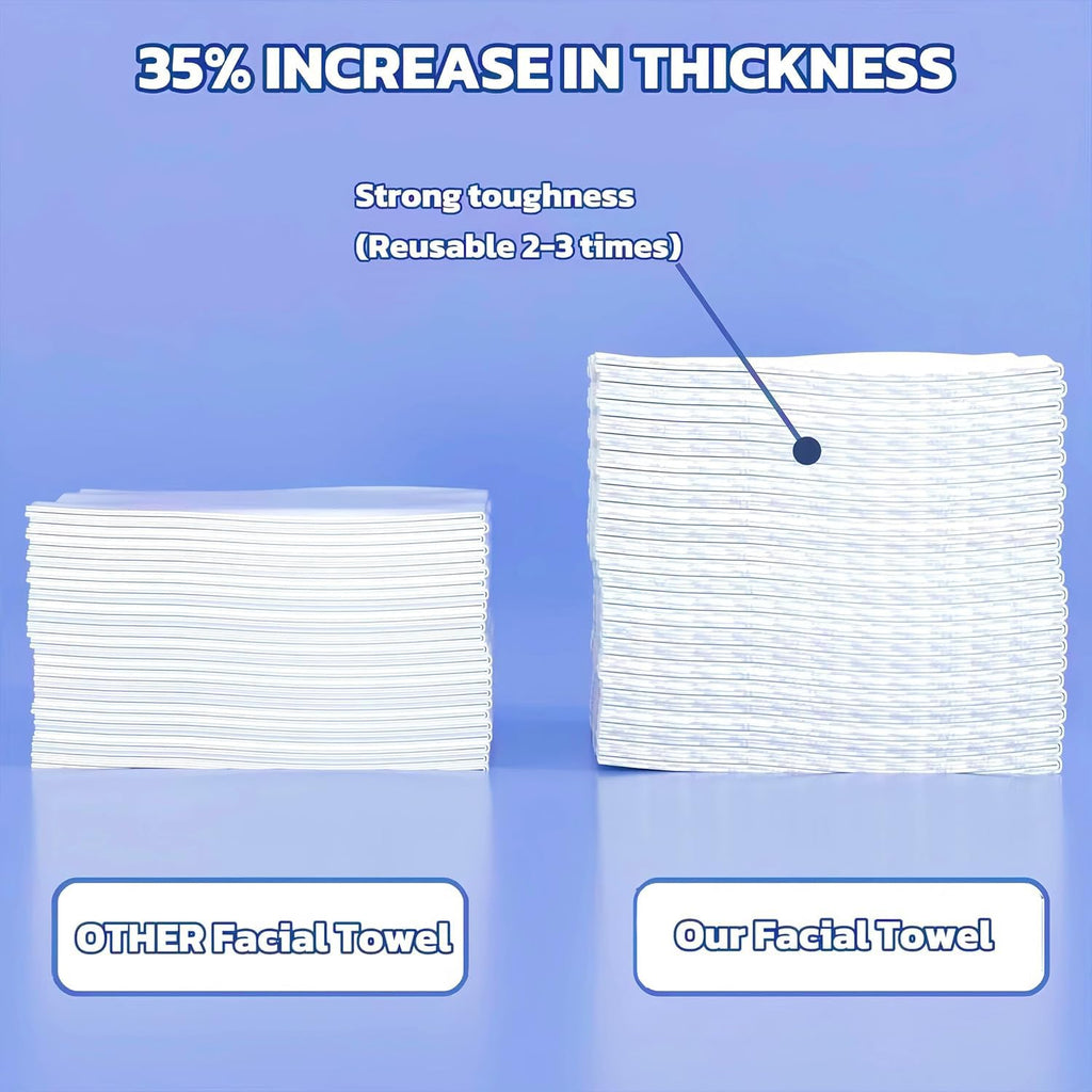 Disposable Face Towel 300 Count, Soft Cotton Clean Skin Face Towels, Dry Wipes Cotton Facial Towels Wash Cloths Tissue Thickened, Face Towelettes Disposable for Makeup Remover, Cleansing and Skincare