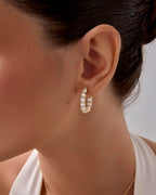PAVOI CZ Hoop Earrings for Women, Yellow Gold, Size 23 x 17 Millimeters