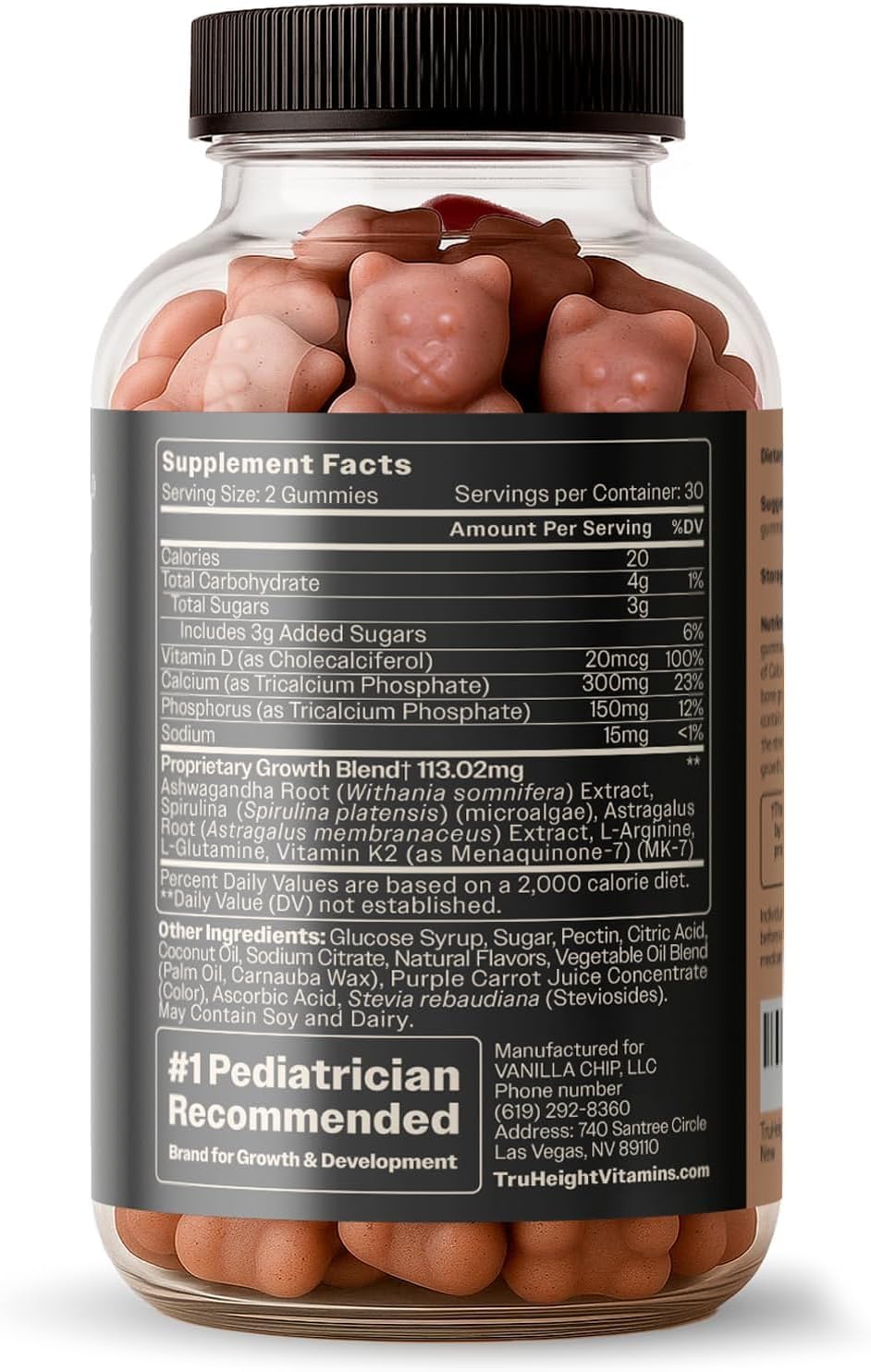 TruHeight Growth Gummies (Watermelon) Tall Nutrition for Natural Growth Supplement for Kids & Teens - Vitamin D, K, Calcium & Ashwagandha, Bone Strength Vitamins D3 K2, Picky Eater, Taller Ages 5+