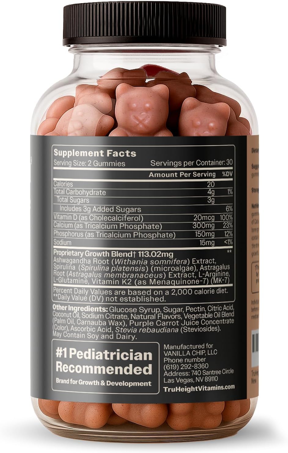 TruHeight Growth Gummies (Watermelon) Tall Nutrition for Natural Growth Supplement for Kids & Teens - Vitamin D, K, Calcium & Ashwagandha, Bone Strength Vitamins D3 K2, Picky Eater, Taller Ages 5+