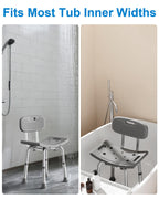 HOMLAND Shower Chair for Inside Shower with Removable Back, 400 lbs Heavy Duty Bath Seat for Bathtub, Safety Bath Stool for Seniors and Disabled, Aluminum Alloy Frame - Gray